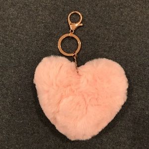 NWOT Fluffy Heart Bag Charm
